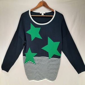 Christopher and banks green star long sleeve top Size XL